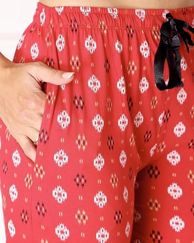 BODYCARE Women's Cotton Printed T-Shirt and Capri Set | Soft & Breathable Nightwear | Short Sleeves | Loungewear Co-Ord Set| BSCS16022_85 Multicolour