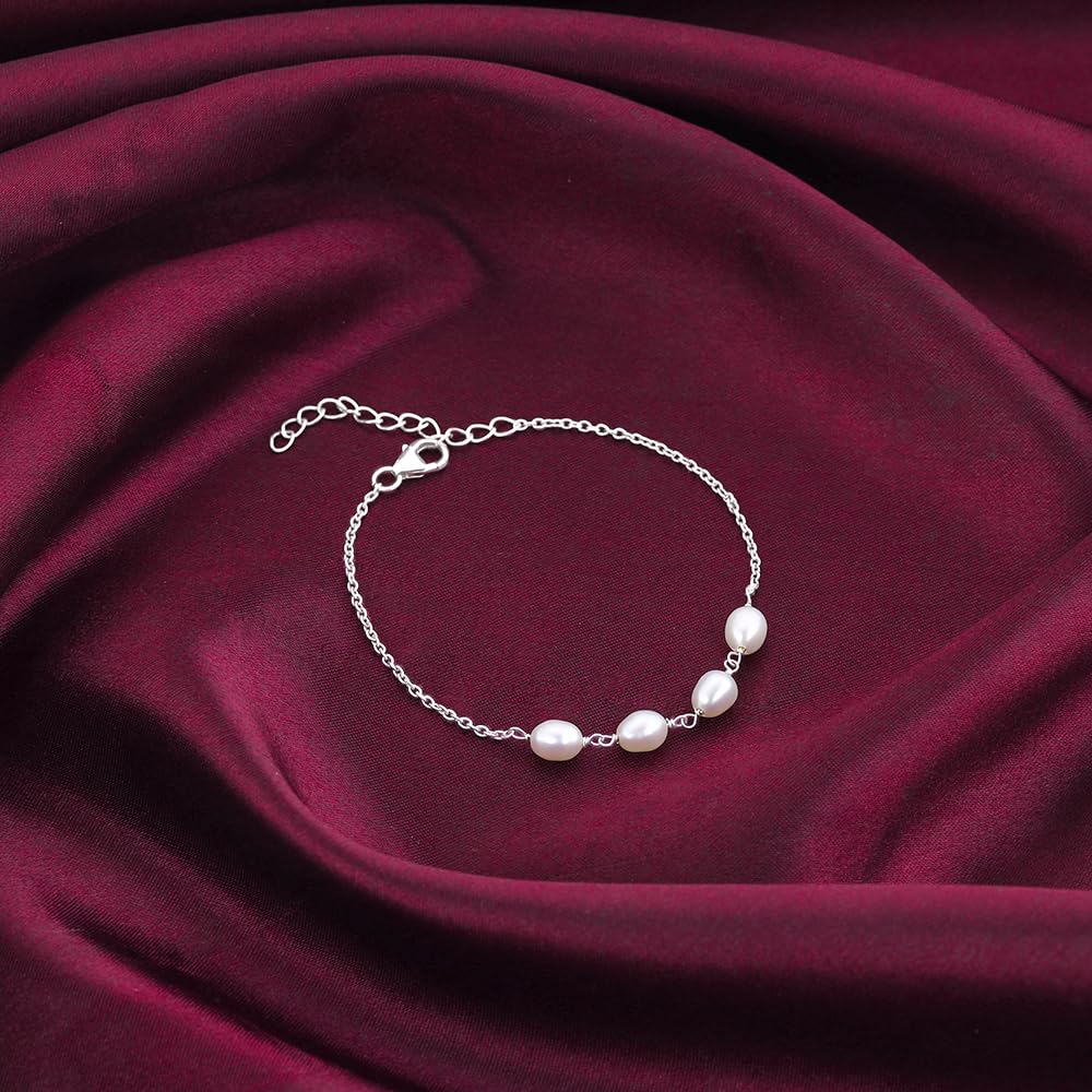 GIVA 925 Silver Pearl Glance Bracelet, Adjustable | Gifts for Women and Girls | With Certificate of Authenticity and 925 Stamp | 6 Months Warranty*