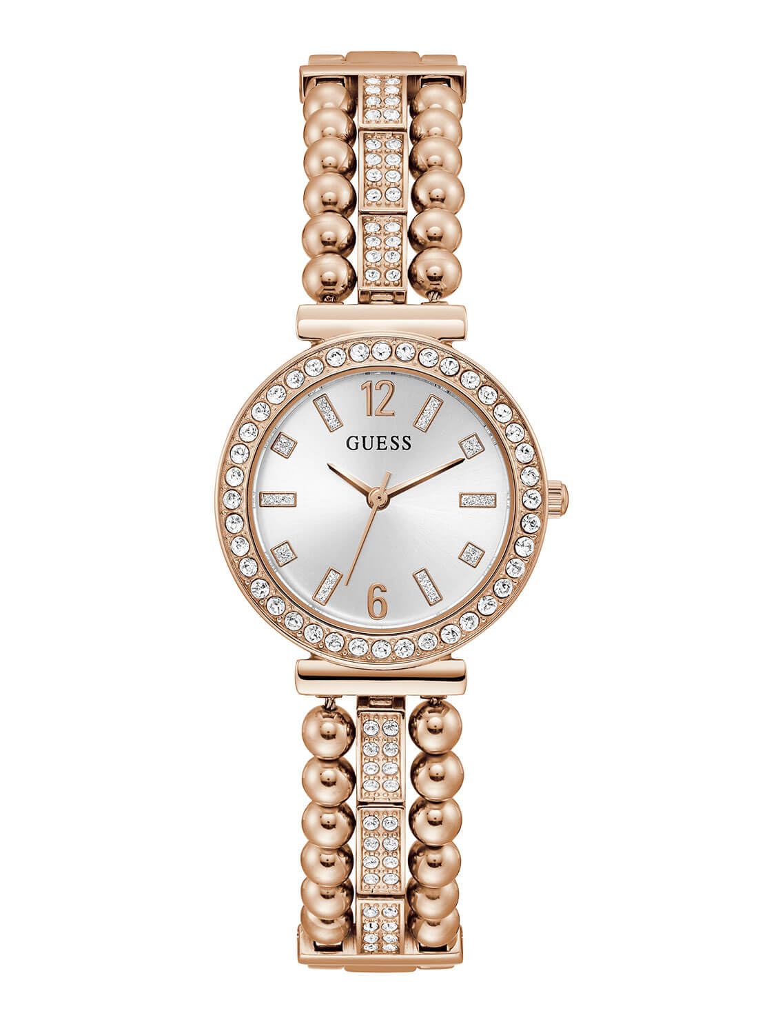 GUESS Stainless Steel Analog White Dial Women Watch-Gw0401L3, Rose Gold Band