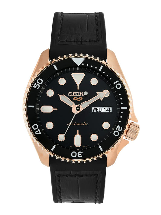 Seiko Silicone Analog Black Dial Men Watch-Srpd76K1, Black Band