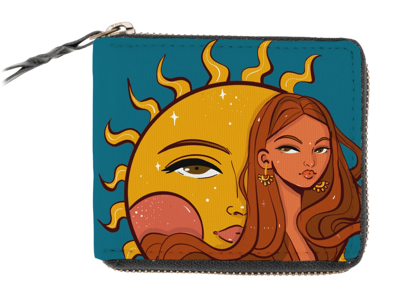 Kalankit Wallet for Women | Compact Vegan Leather Ladies Purse, Slim and Easy to Fit in Pocket with Card Slots, Cash & Coin Pocket | Small Bi-Fold Zip Wallets for Woman | The Child of Sun