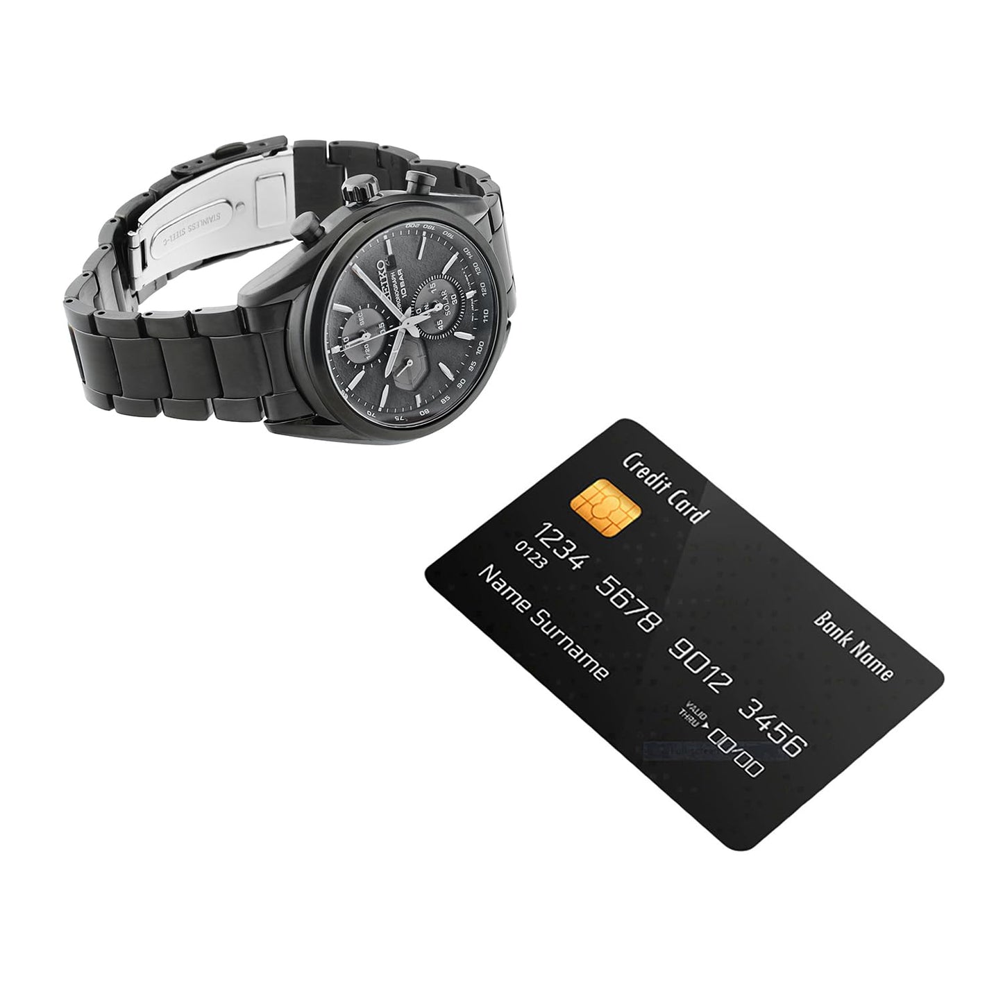 Seiko Stainless Steel Analog Black Dial Men's Watch-Ssc773P1