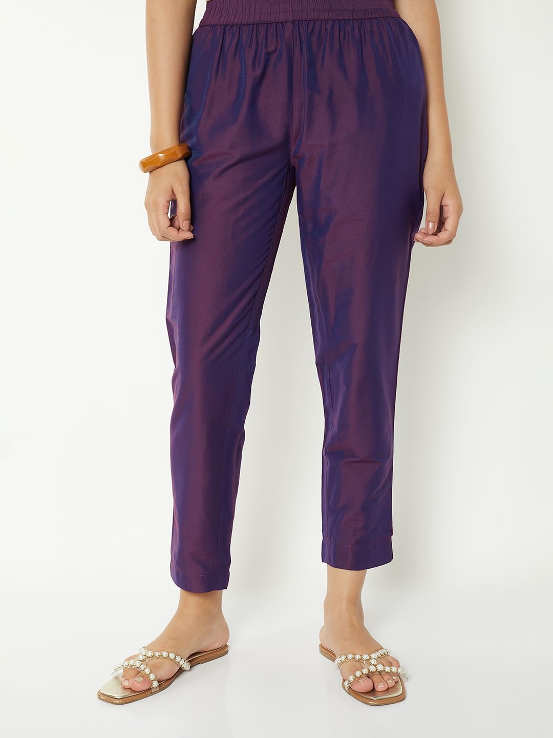 Max Women Embroidered Straight Kurta Set (Purple_L)