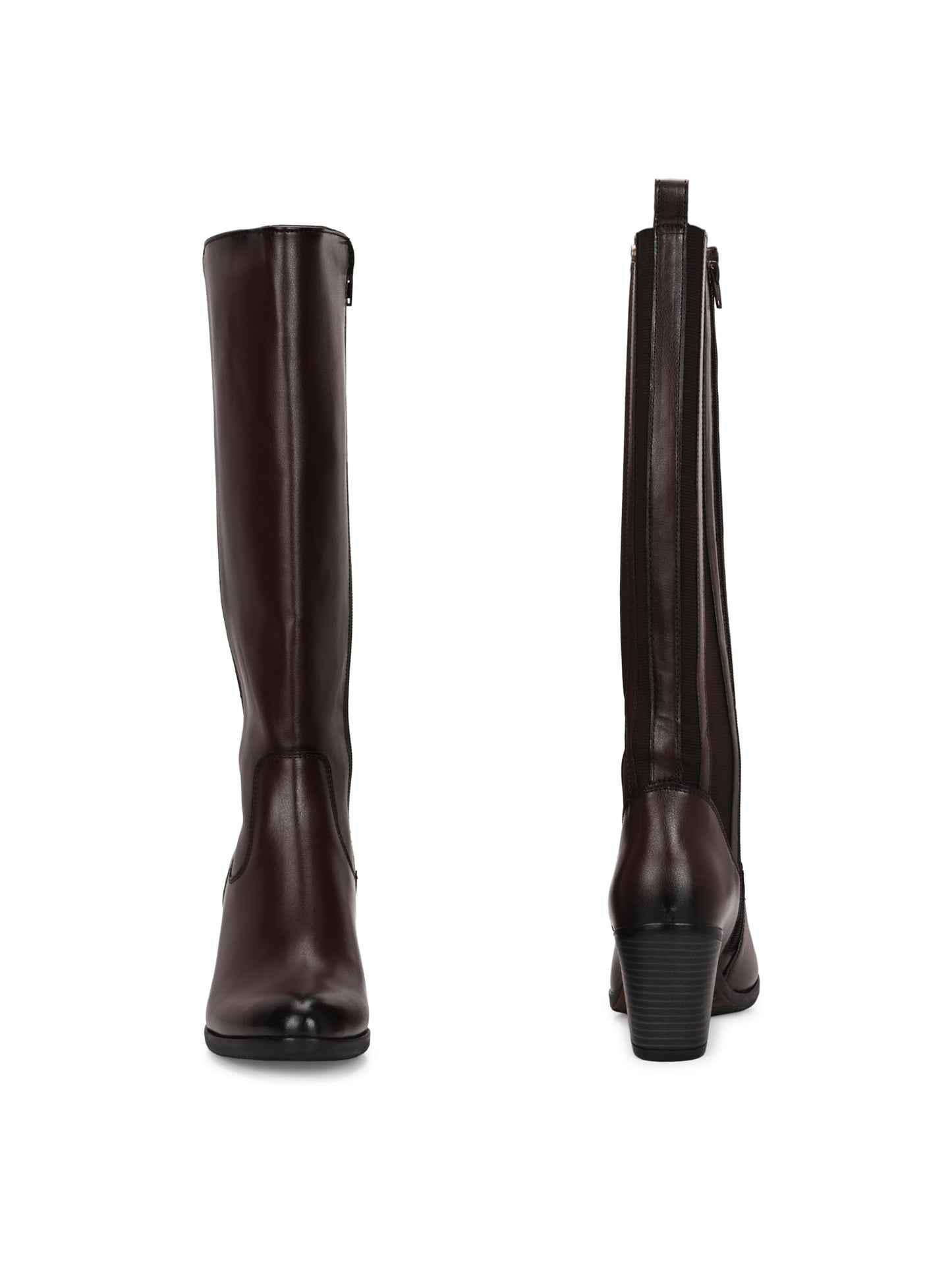 Delize Women brown mid heel knee high western boots 67322-40