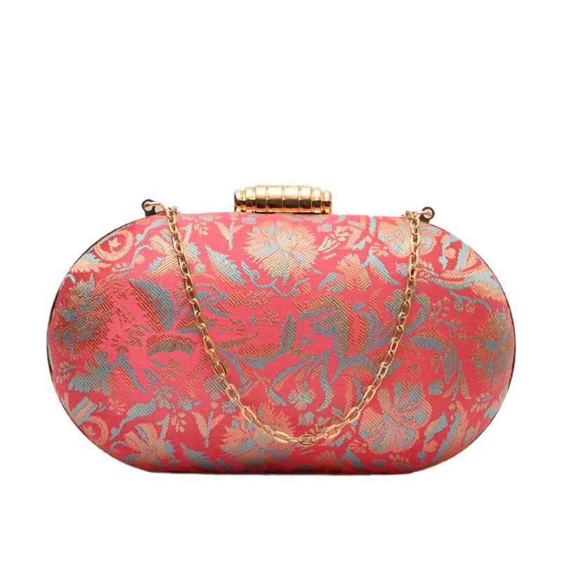 Artklim Pink-White Elongated Oval Clutch