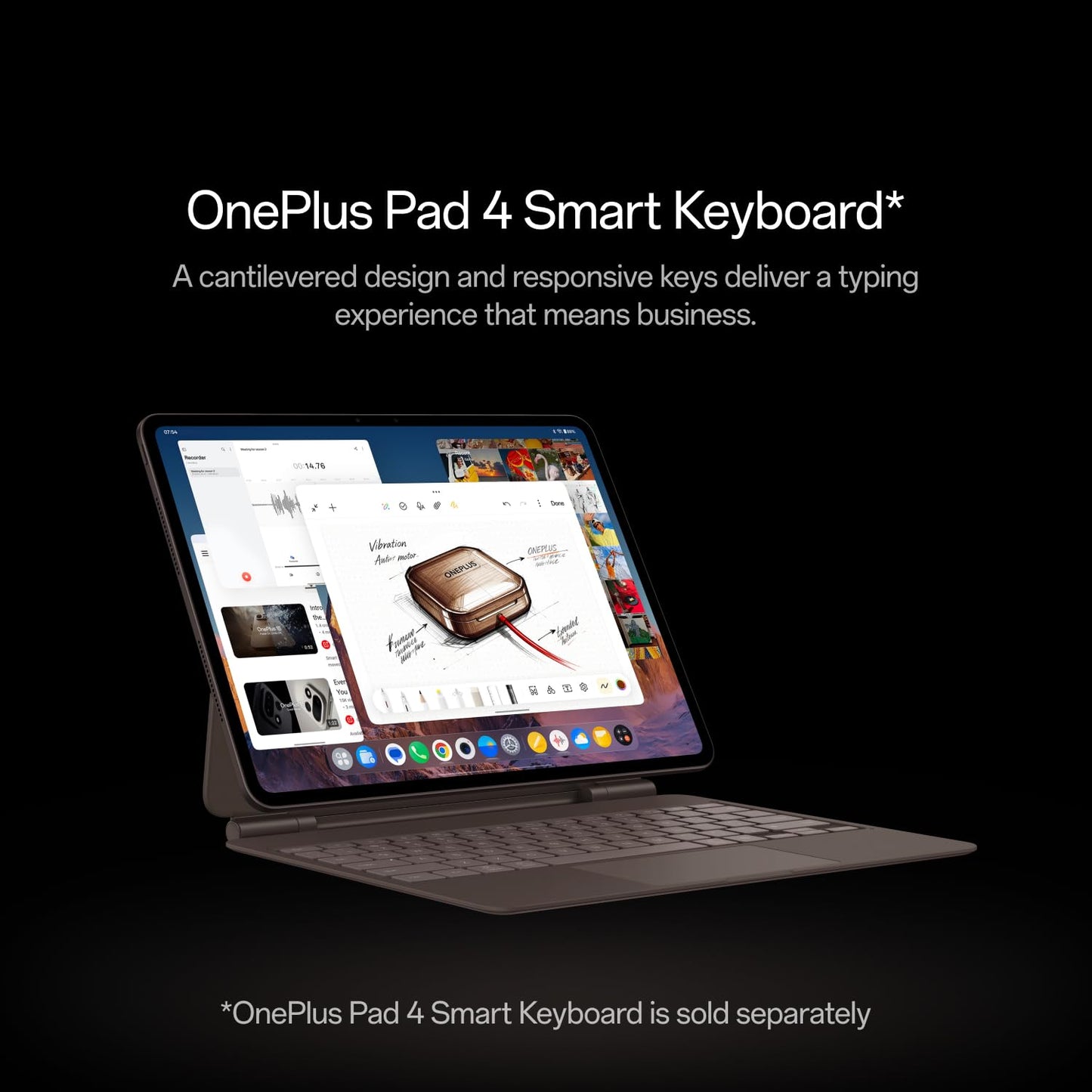 OnePlus Pad 4, Snapdragon® 8 Elite Gen 5 Platform, 33.53cm 13.2" 3.4K Screen, 144Hz Adaptive, 8 Speakers, AI Powered, PC-Level Productivity, 13,380 mAh Battery, 8GB + 256GB, WiFi,Dune Glow