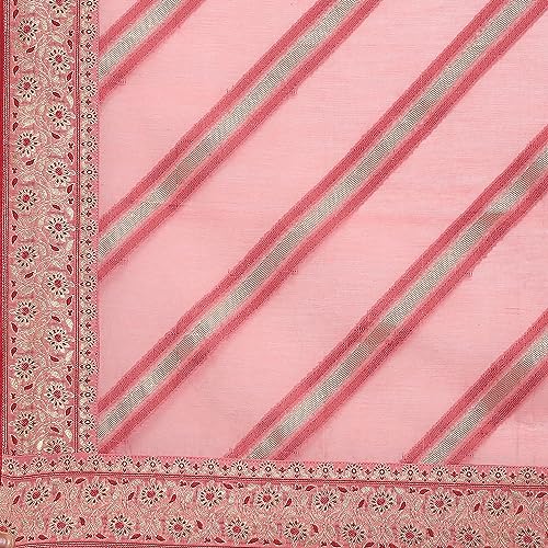 Biba WOMEN YARNDYED STRAIGHT SALWAR KURTA DUPATTA(SKDBANARASI8851_BLUSH PINK_34)