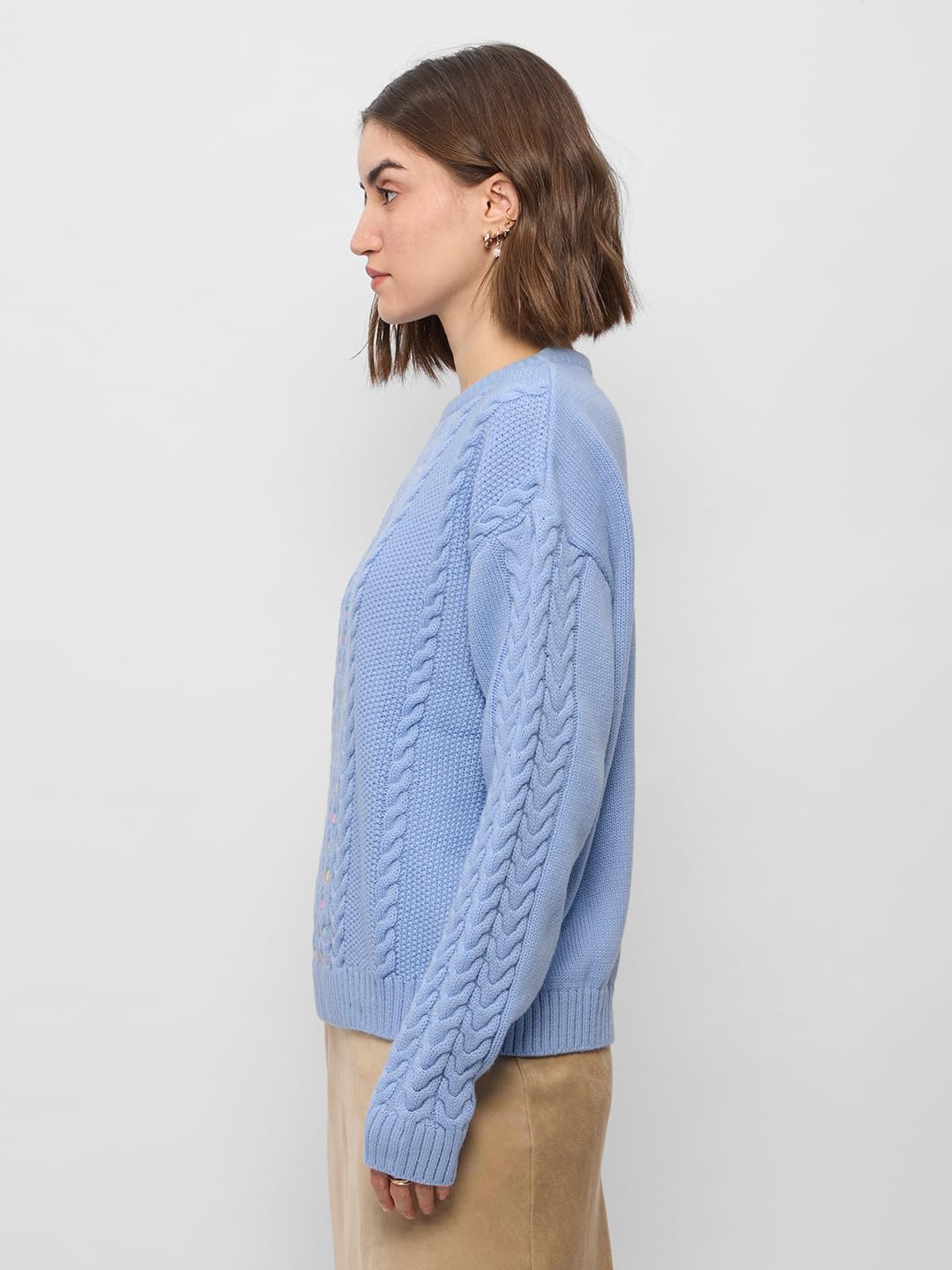The Souled Store Cable Knit Sweater : Tiffany Women and Girls Oversized Sweater
