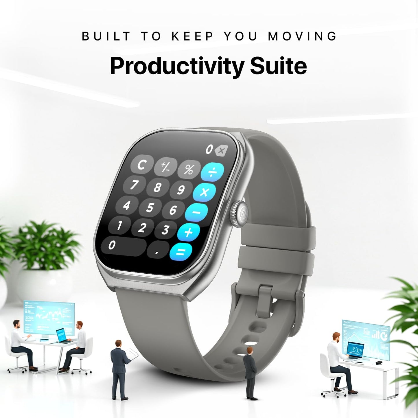 Noise Icon Arc 2.01" Immersive Curved Display Smartwatch, 10-Day Battery, 1ATM Water Resistant, Functional Crown, 100+ Sports Modes, Health Suite™, Voice Assistant, Built-in Games (Silver Grey)