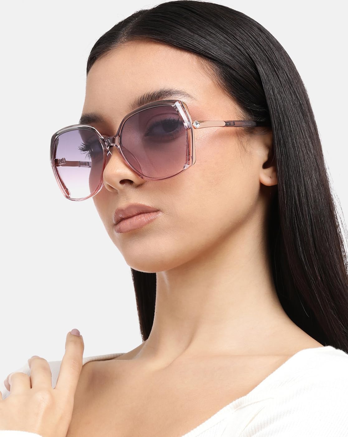Carlton London Premium Rose Gold & Pink Toned UV Protected Lens Oversized Sunglass for women