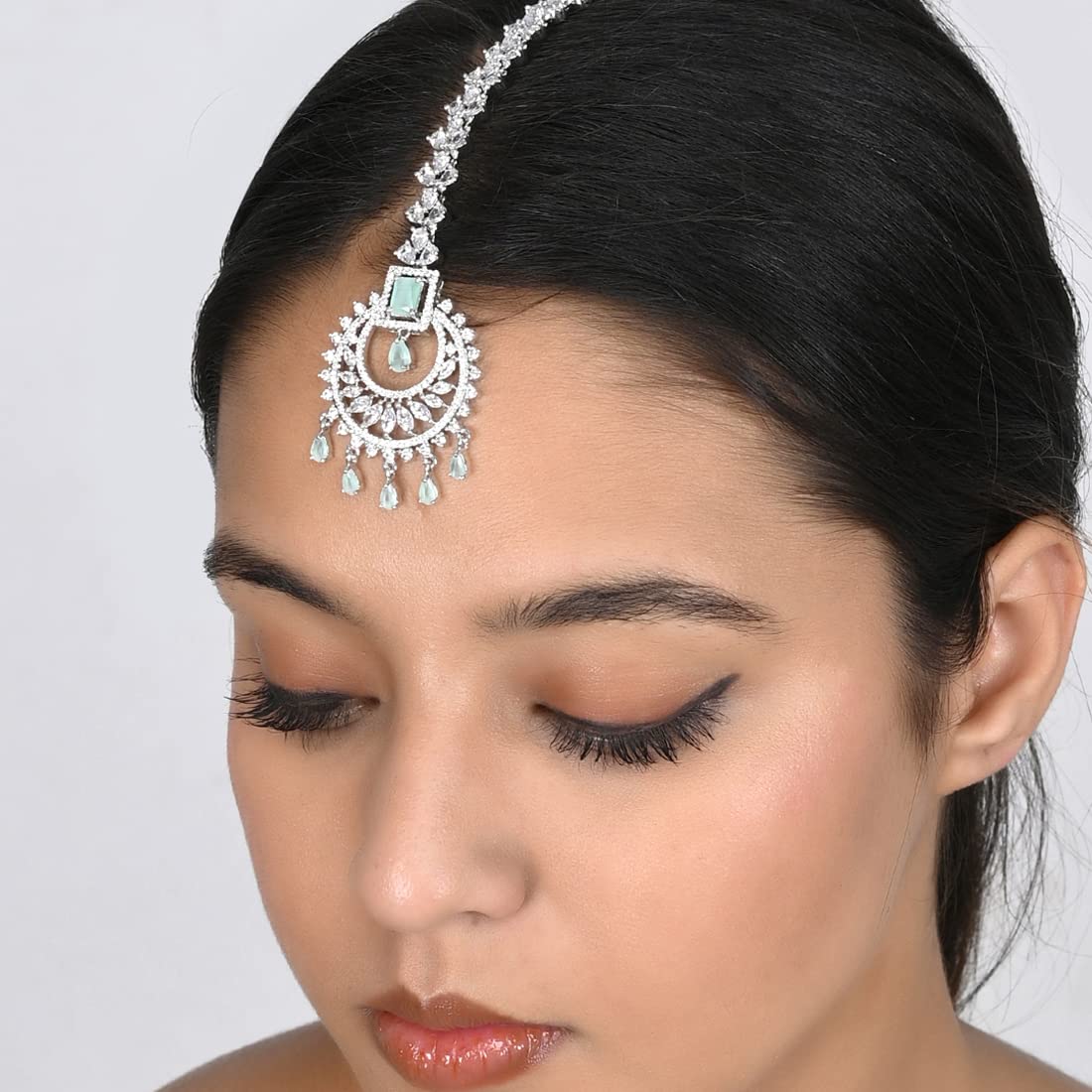 VOYLLA CZ Elegance Emerald Cut CZ Maang Tika