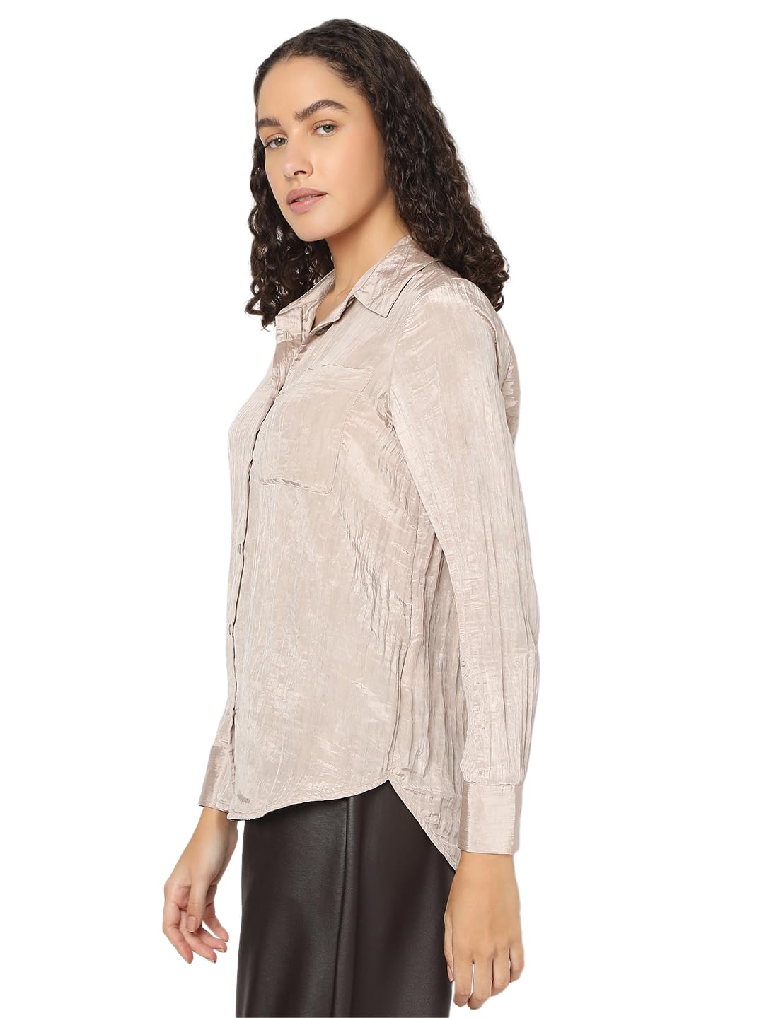 VERO MODA Womens Regular Fit Beige Shirt