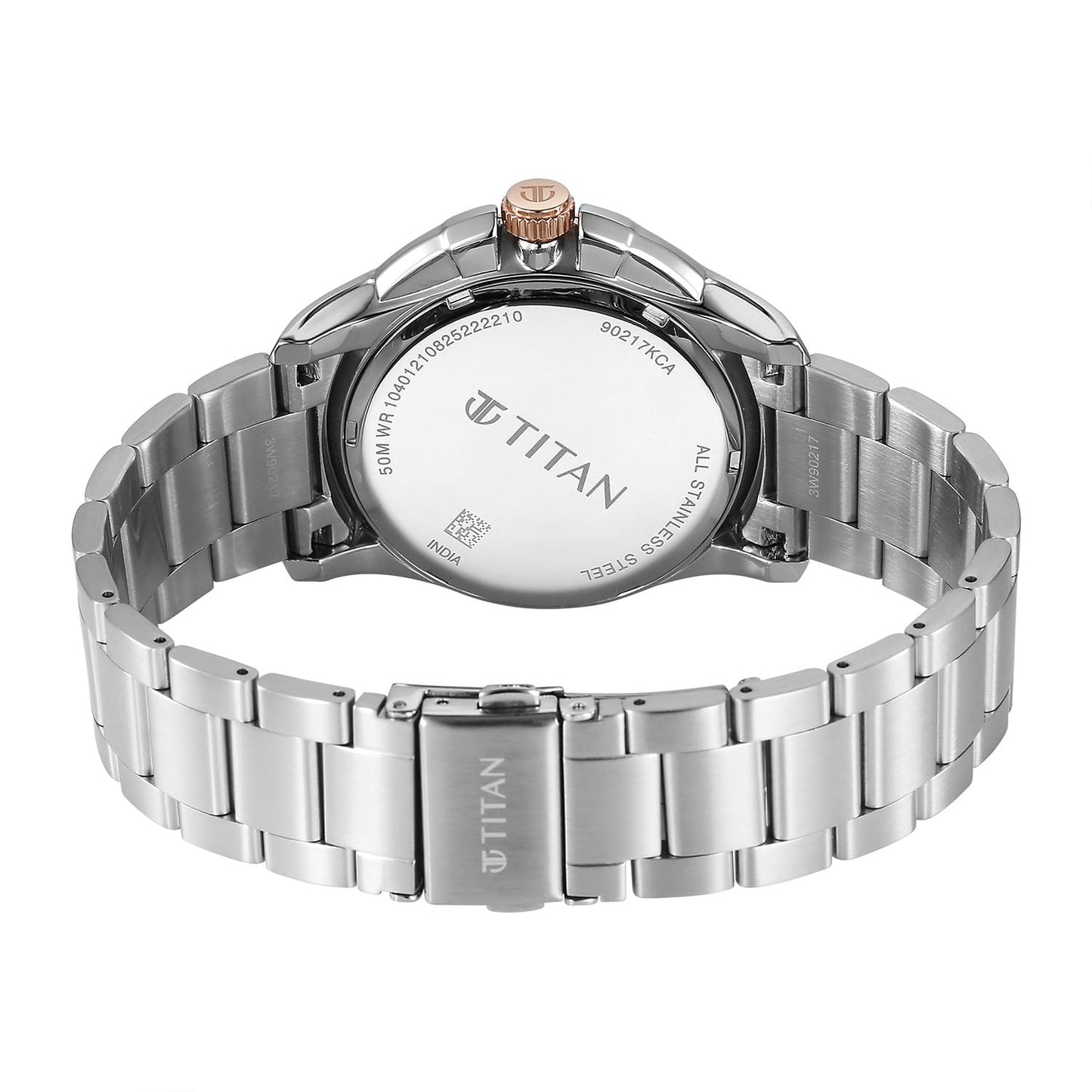 Titan Classique Four Eye Multifunction Analog with Blue Dial Silver Stainless Steel Strap Watch for Men - 90217KM04