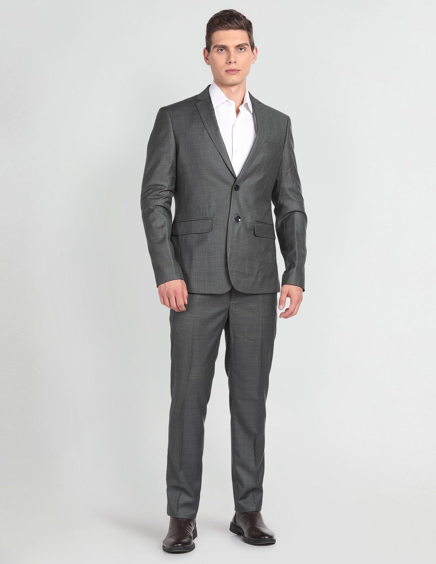 Arrow Men's Cotton Single Breasted Business Suit Pants Set (ARAGSU5592_Green