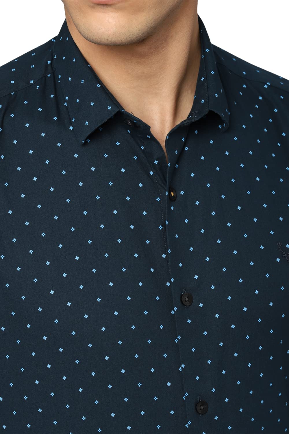 Allen Solly Men's Solid Regular Fit Shirt (ASSHQSPFJ45854_Navy 42)