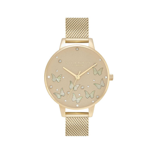 Olivia burton Sparkle Butterfly Analog Gold Dial Women's Watch-OB16MB37