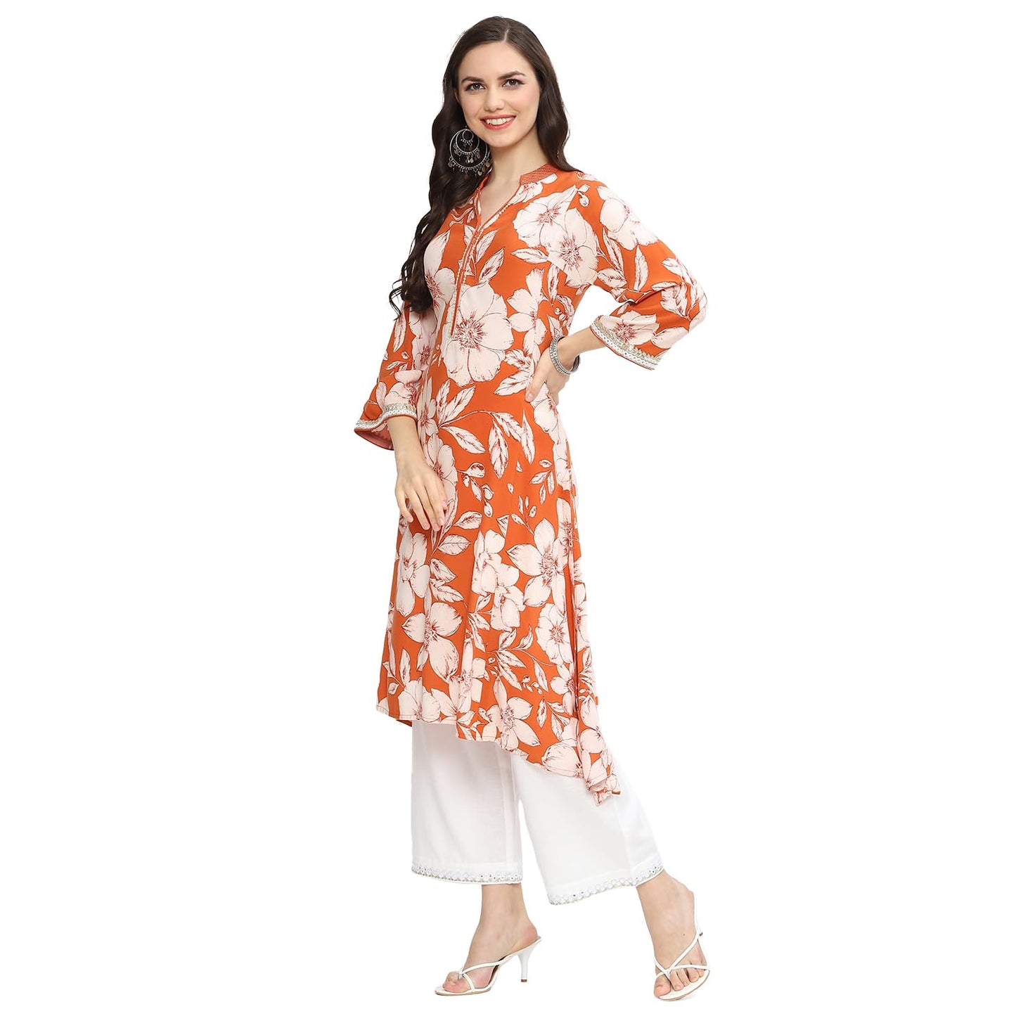 BIBA Women Printed Straight Mix and Match(WHIMSICA19661_Burnt Orange_38)