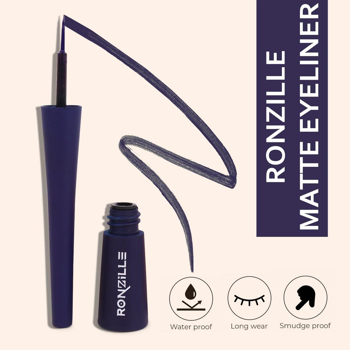 Ronzille Absolute Shine Liquid Matte Eyeliner,Long Lasting, Smudge Proof, Waterproof Liner, Eye Makeup 5 ml (Blue)