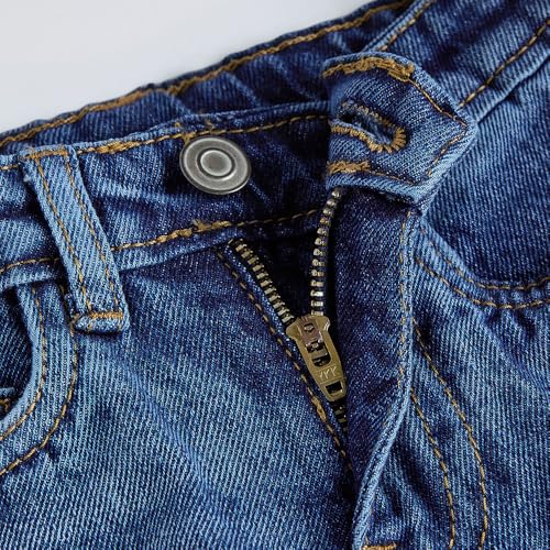 Hopscotch Girls Heart Fade Straight Fit Cotton Jean in Blue Color for Age (9-10 Years)