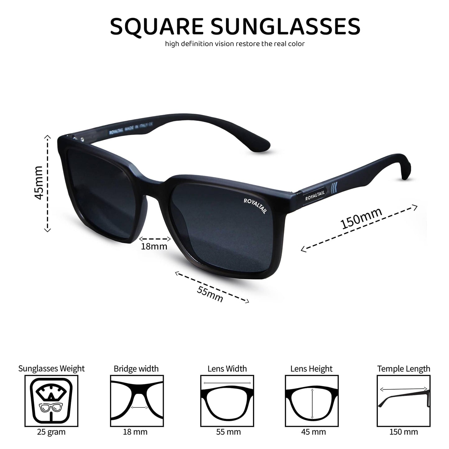 Royaltail Athens Exclusive Rim Wayfarer Shape Sunglasses for Men & Women | 100% UV Protected | Stylish Trending & Premium Polarized RT-106107