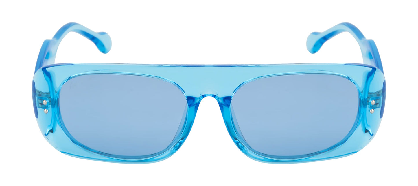 Ted Smith Men's Women's Polarized UV Protection Blue Lens Crystal Blue Square Sunglasses