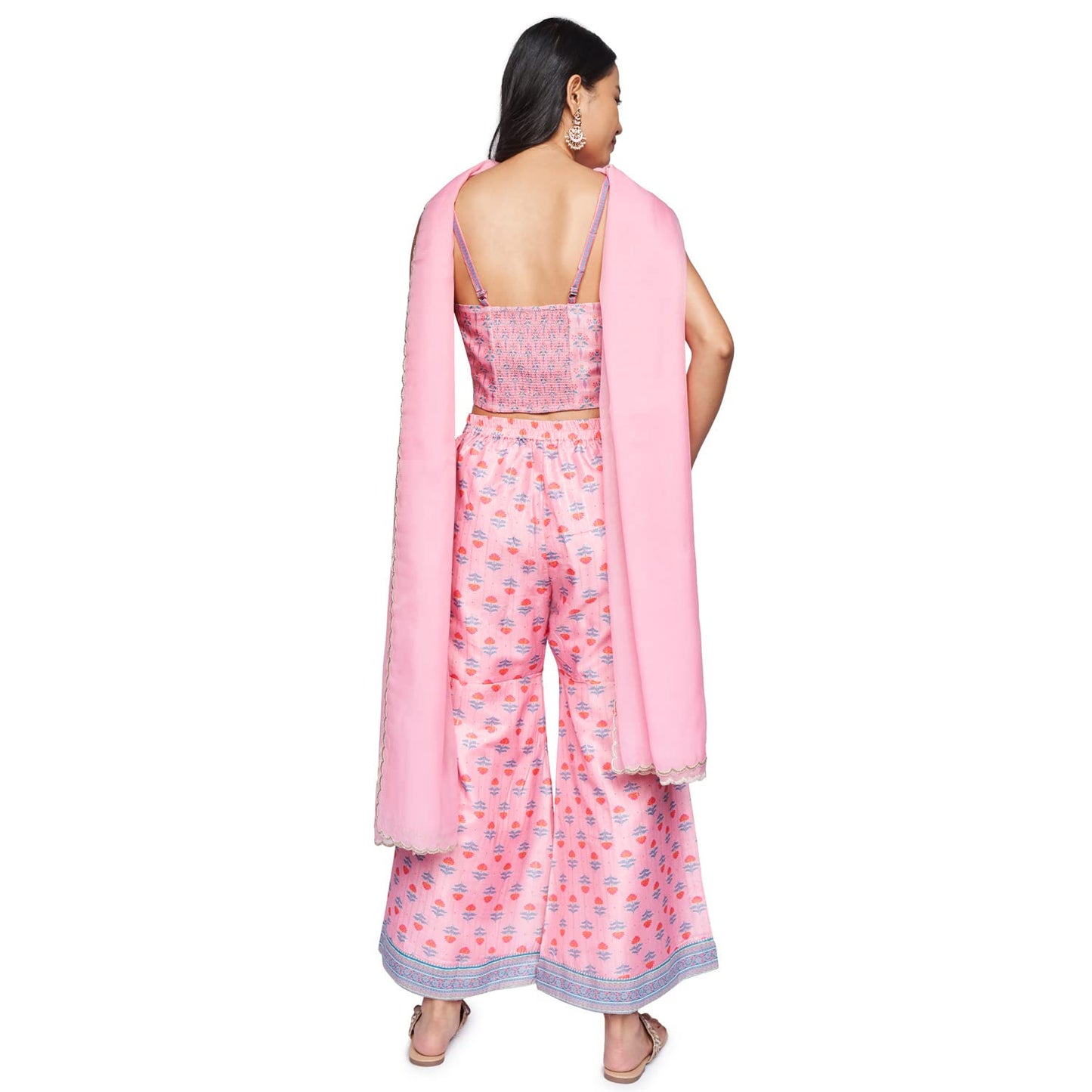 global desi Women's Polyester Suit-Dress Set (SS22GM1483PRS_Pink_XL)