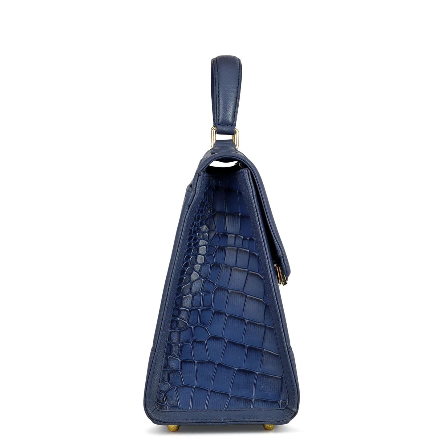 Da Milano Leather Satchel Bag for Women - Blue