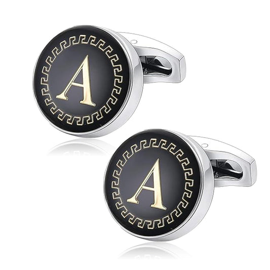 MIAMI Cufflinks for Men Boys Cuff links Formal Stainless Steel Cufflink For Men Alphabet Letters A Birthday Gift Anniversary Husband Cuff Links Cufflinks Set Mens Boys Man Boy Valentine Gifts -M07