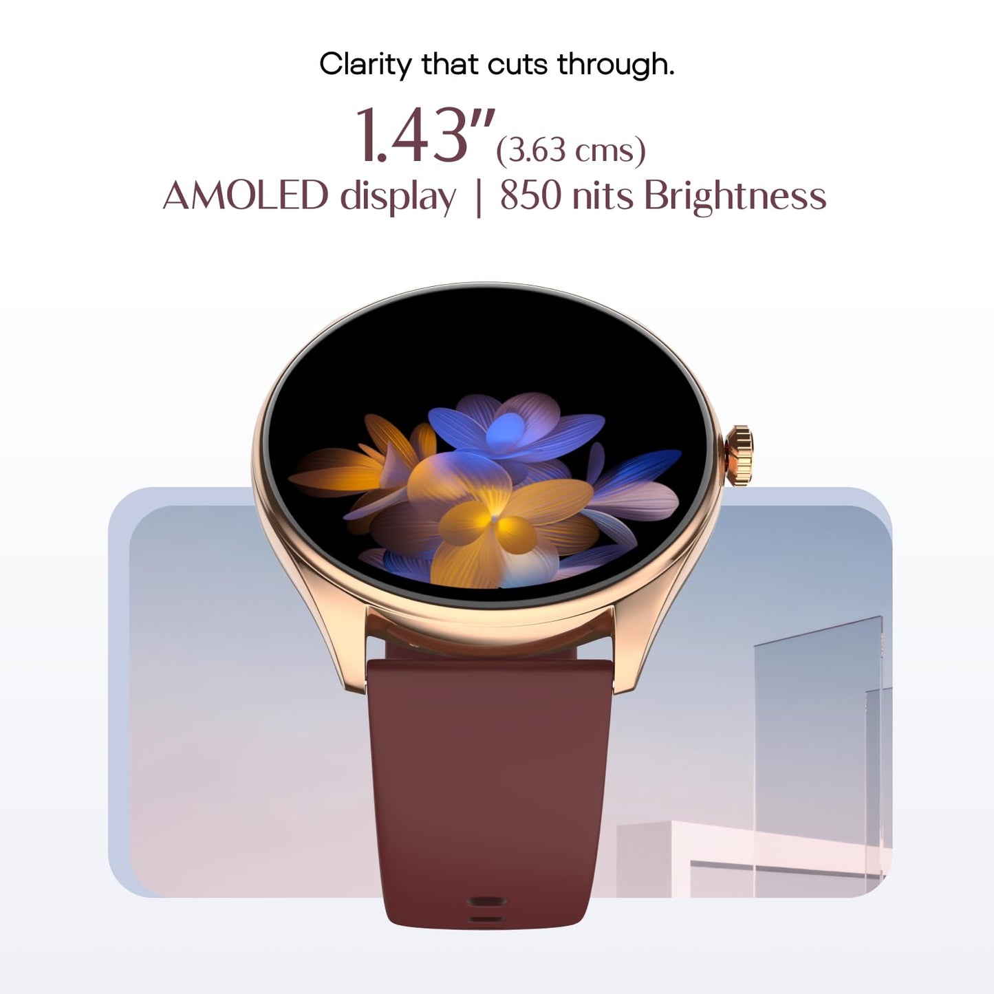 Noise Twist 2 Smart Watch with 1.43” AMOLED Screen, AI Search & Voice Assistant, Bluetooth Calling, Stainless Steel Back, 7-Day Battery, 100+ Watch Faces, Health Suite, IP68 (Deep Wine)