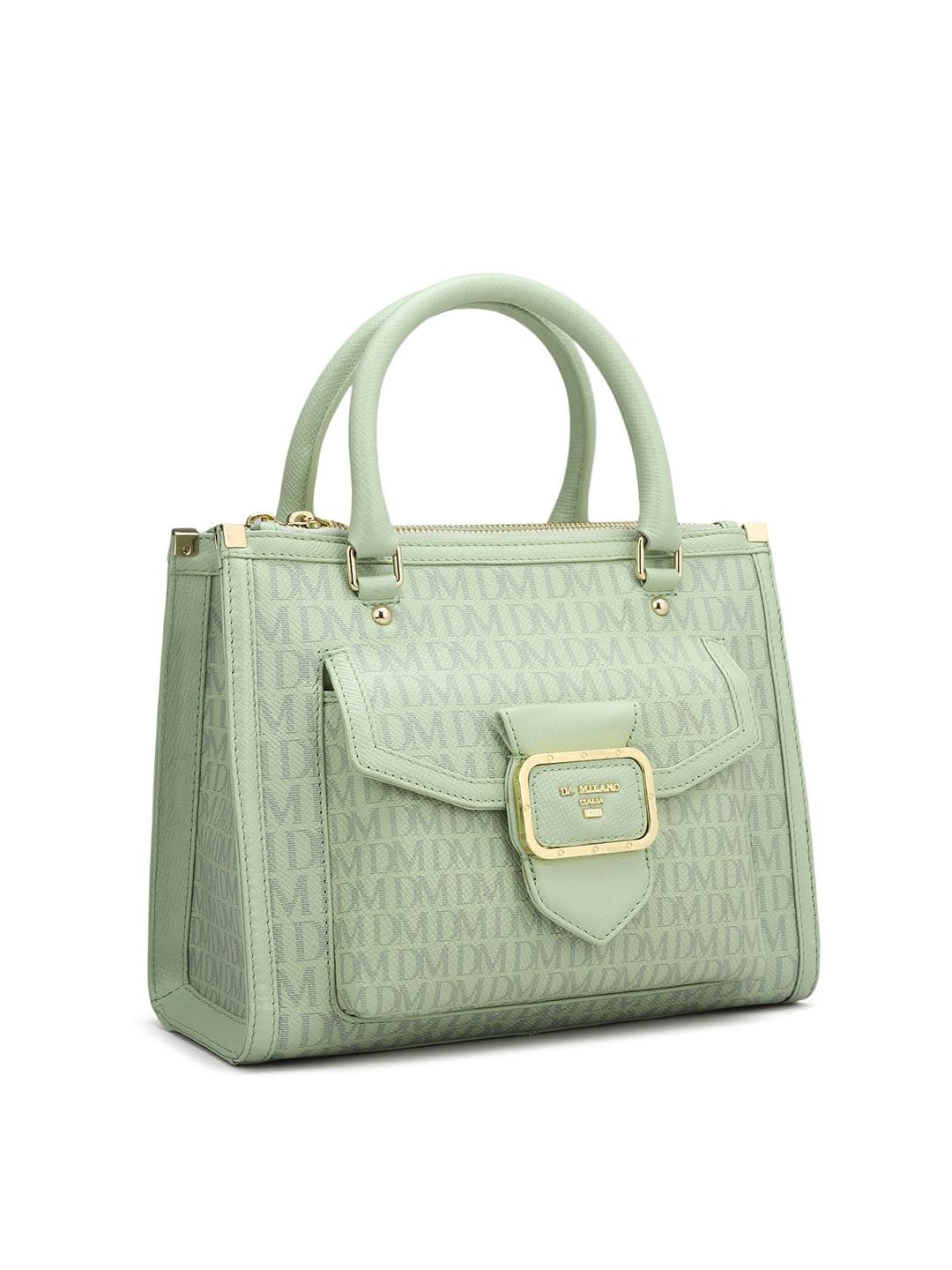 Da Milano Genuine Leather Green Satchel (01184) (Small)