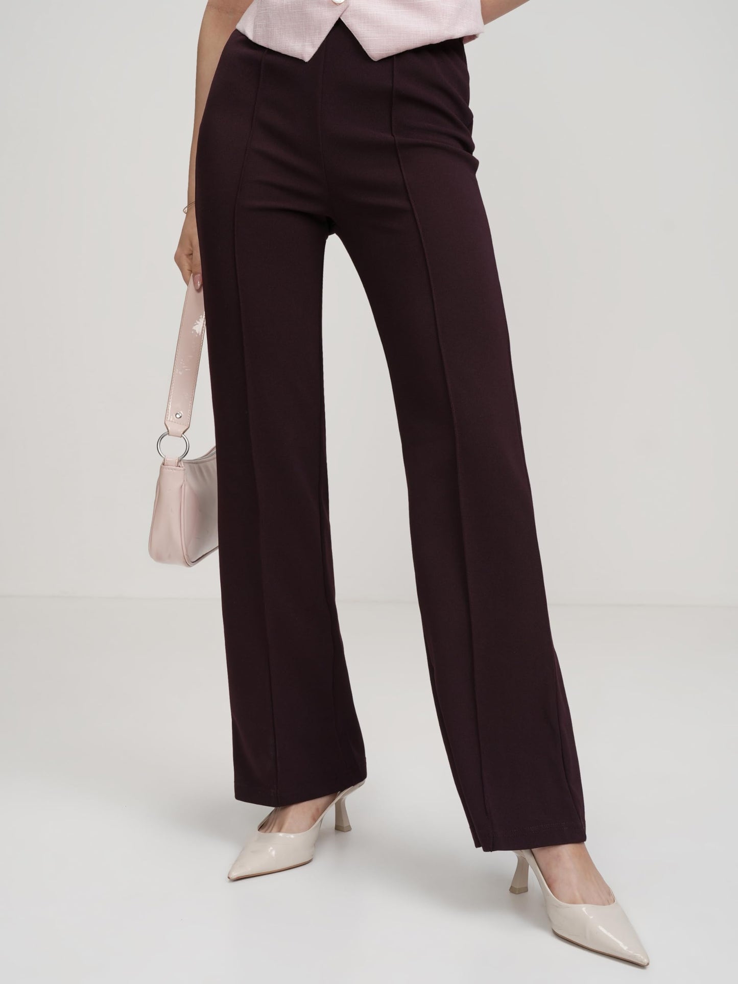 Tokyo Talkies Women Purple High-Rise Regular Trousers