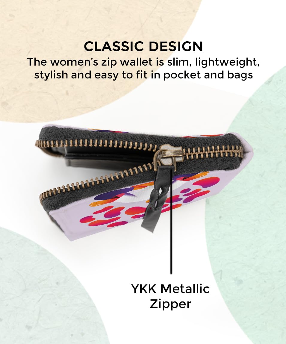 Kalankit Wallet for Women | Compact Vegan Leather Ladies Purse, Slim and Easy to Fit in Pocket with Card Slots, Cash & Coin Pocket | Small Bi-Fold Zip Wallets for Woman | Meditation