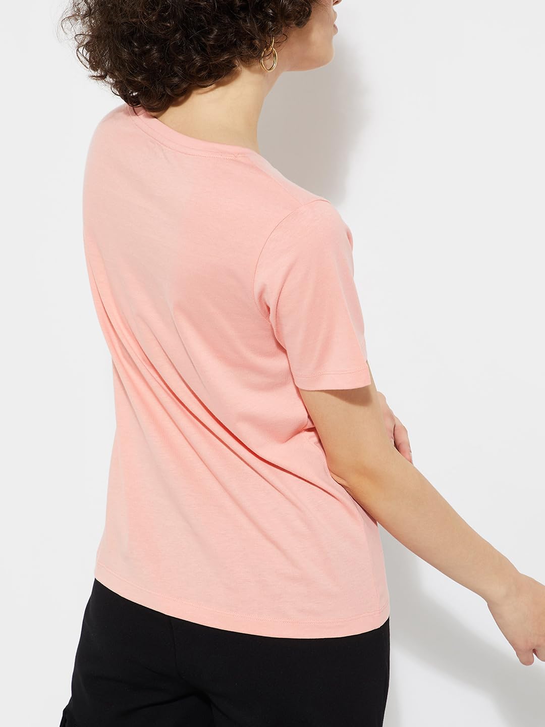 Max Urb_N Women's Graphic Printed Regular Fit T-Shirt (Sp24Ycpepp13Peach)_M