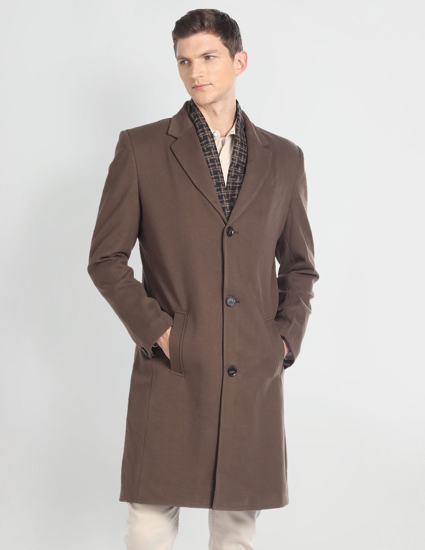 Arrow Men's Polyester Trench Knee Length Coat (ASAGJK4790_Brown, 2XL