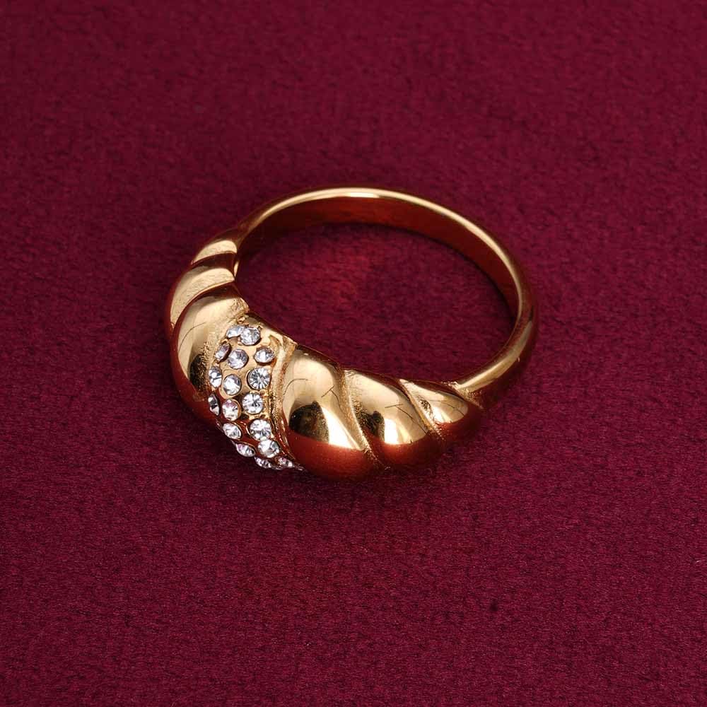 PALMONAS Zirconia Croissant Gold Ring for Womens - Waterproof & Anti-Tarnish