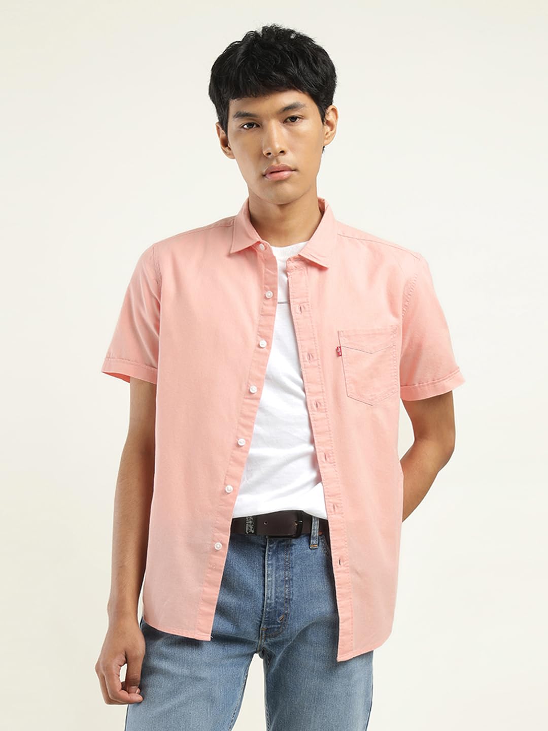 Levi's Men's Solid Slim Fit Shirt (32908-0342_Pink
