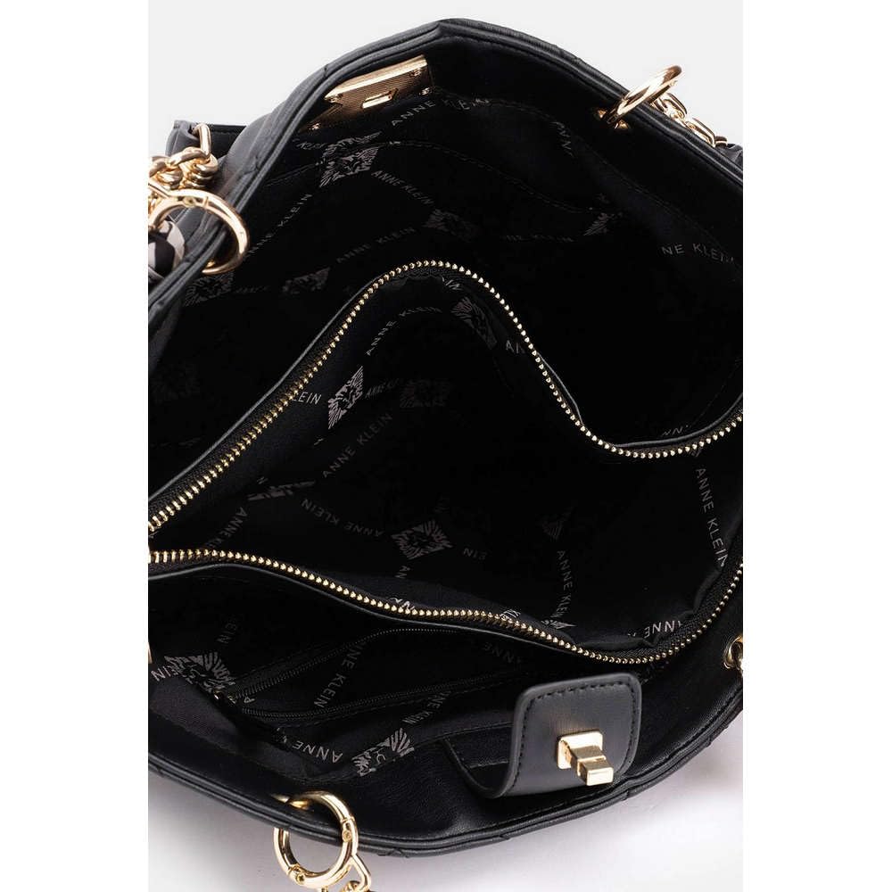 Anne Klein Faux Leather Zipper Closure Women's Tote Bag (Black, XL)