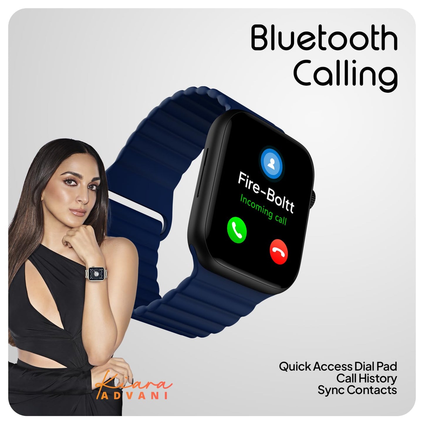 Fire-Boltt Newly Launched Vogue Large 2.05" Display Smart Watch, Always On Display, Wireless Charging, App Based GPS with Bluetooth Calling & 500+ Watch Faces (Blue)