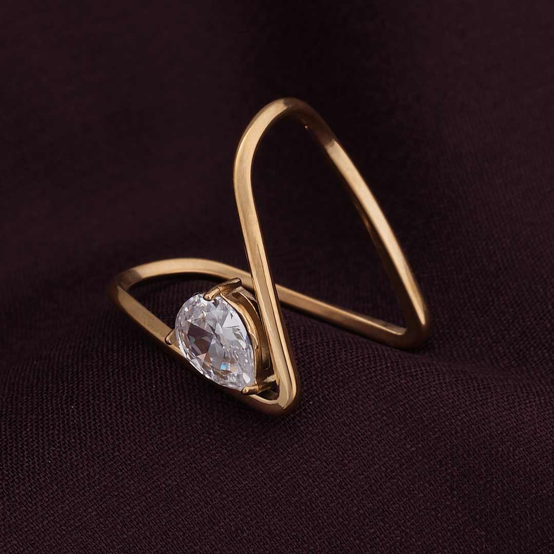 PALMONAS Trendy Vee Ring (Size-7) for Womens - Waterproof & Anti-Tarnish