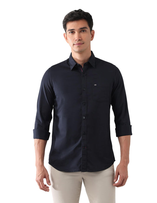 Arrow Sport Men's Solid Slim Fit Shirt (ASAJSH1645_Navy