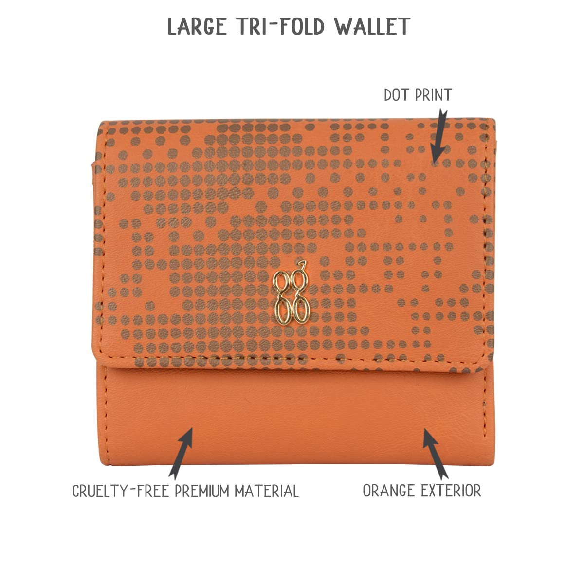 Baggit Women Orange Wallet Small Size | Ladies Stylish Purse Bag | Credit Card Money Holder