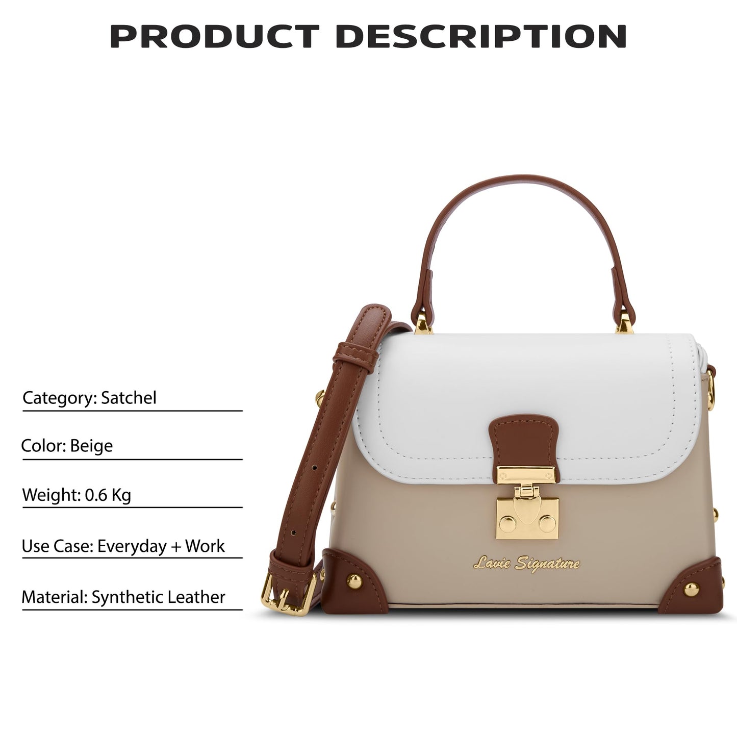 Lavie Signature Women's Beaufort Flap Satchel Bag | Satchel Handbag for Work | Ladies Purse | Stylish Shoulder Bag | Gift for Women