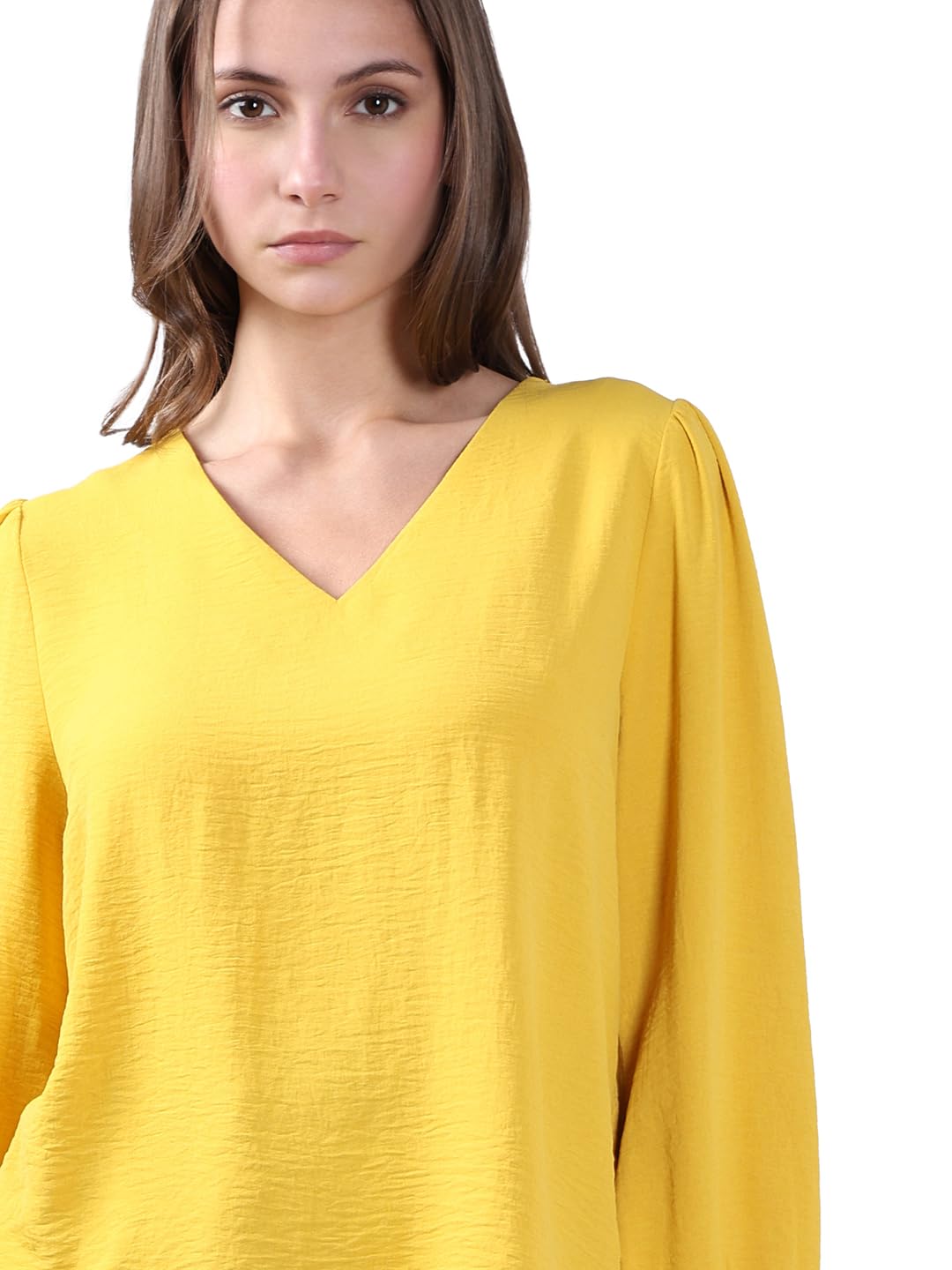 Vero Moda Women's Regular Fit Yellow Top