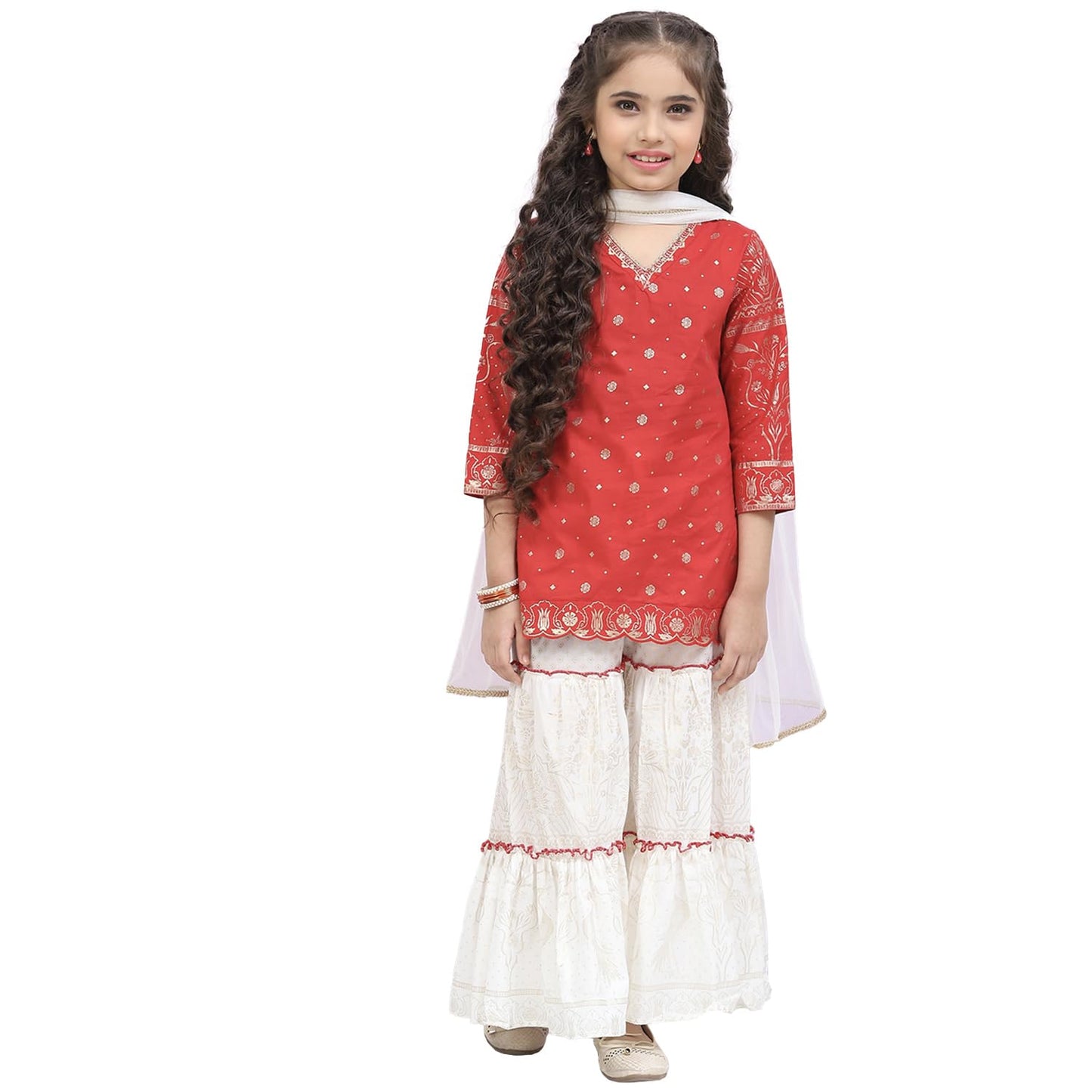 BIBA GIRL PRINTED RELAXED KID(KW4895_WHITE RED_5)