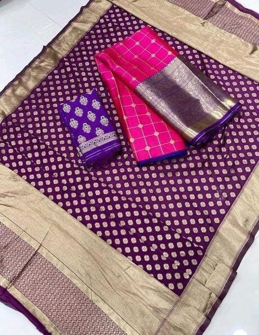 RENVAANI Women's Traditional Kanjivaram Silk Zari Weaving Unstitched Lehenga Choli with Dupatta (Khajuri BT Red)