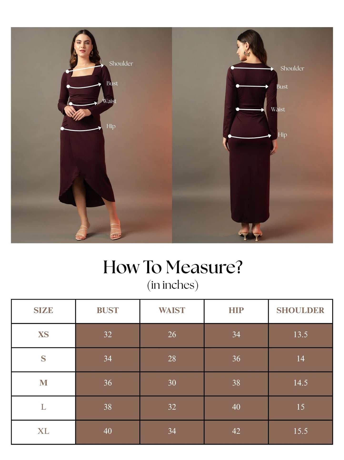 Trend Arrest.ed Women's Bodycon Midi Dress | Square Neck Wrap Style | Stretchable | Plus Size | Full Sleeve Fitted Dress for Party, Evening, Casual Outings & Date Night (D5393_Burgundy_4XL)