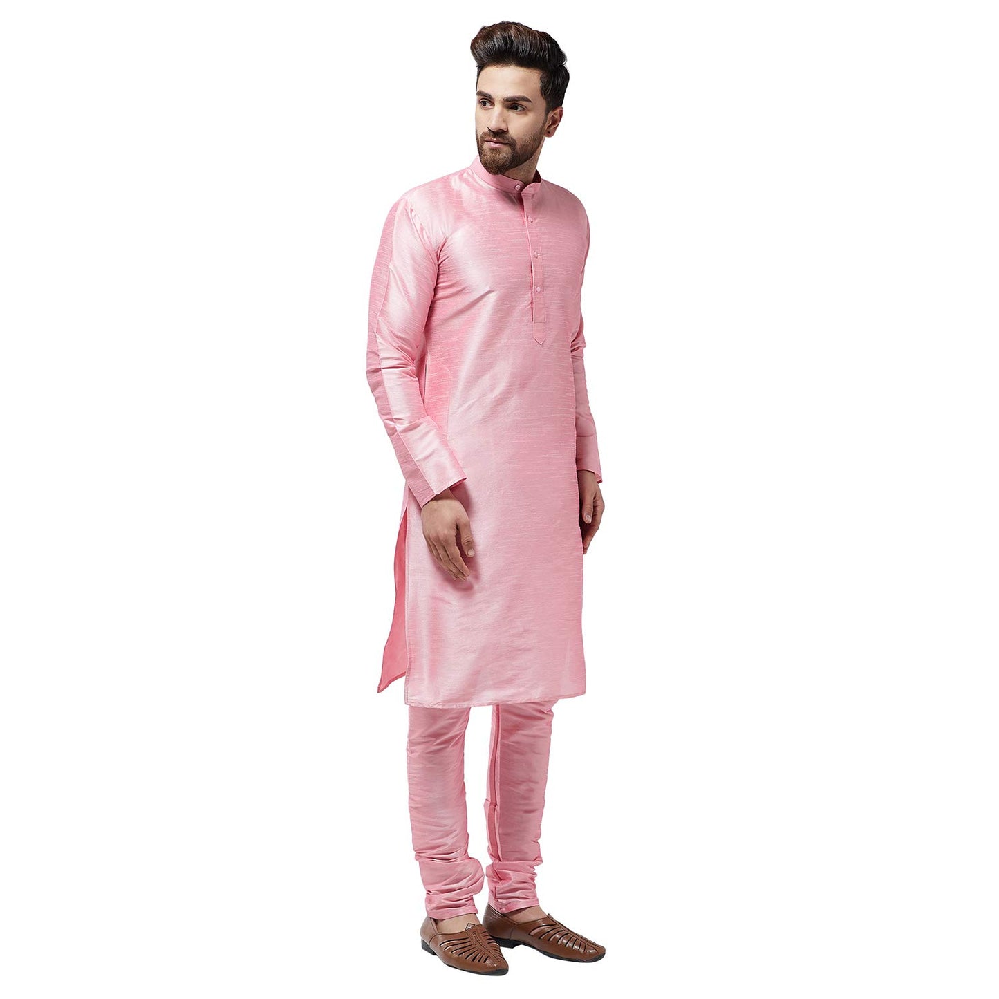 SOJANYA (Since 1958 Men's Silk Blend Pink Kurta & Churidaar Pyjama Set Size 42