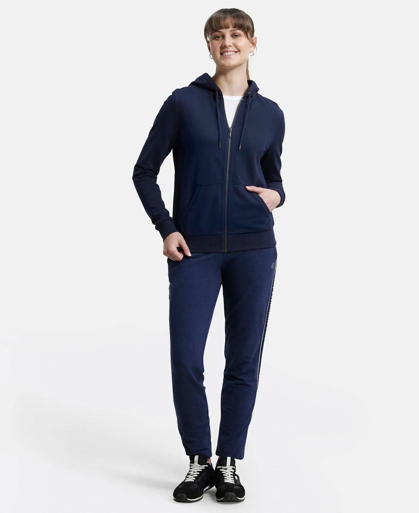 Jockey Women's Super Combed Cotton French Terry Fabric Hoodie Jacket with Side Pockets_Style_AW30_Navy Blazer_XL