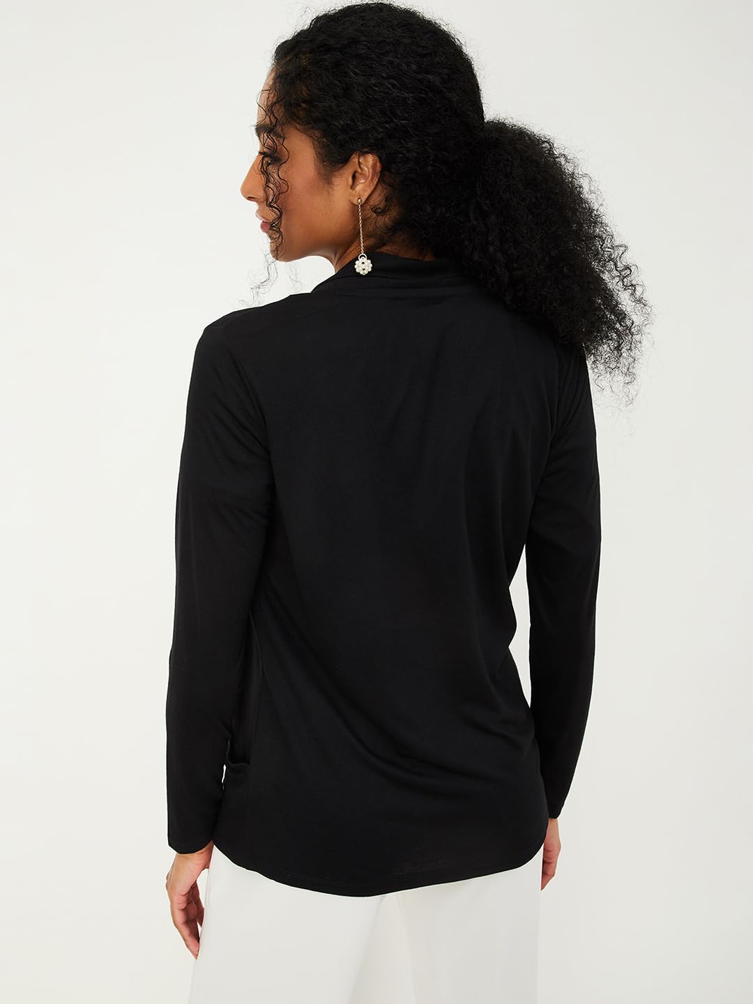 Max Women's Polyester Blend Casual Shrug (SHRUG3202_Black_XL