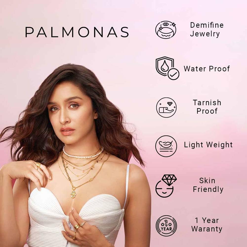 PALMONAS Stacked Zirconia Gold Ring for Womens - Waterproof & Anti-Tarnish (Size-7)